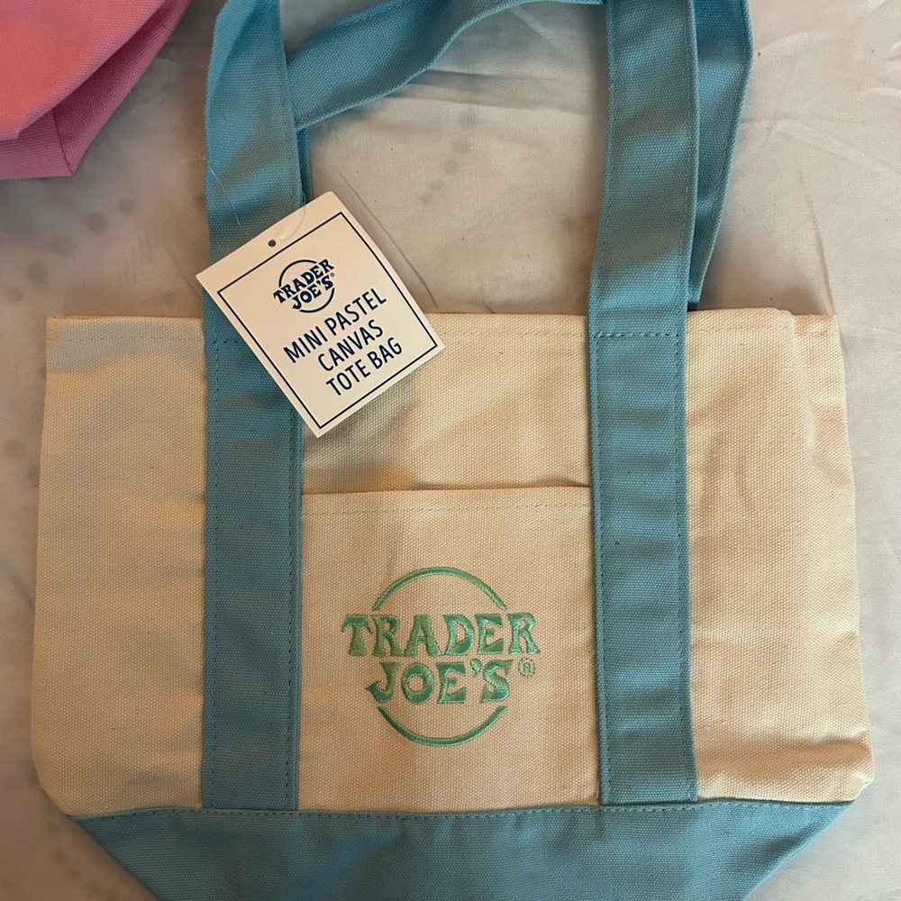 Blue and Cream Canvas Tote Bag